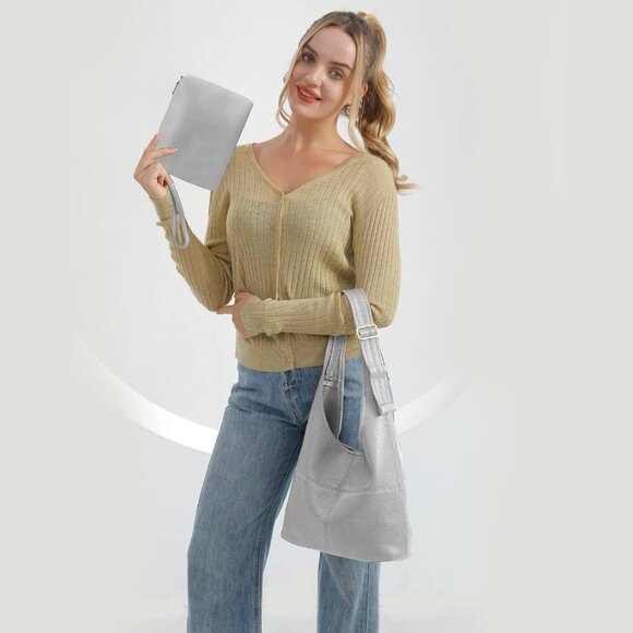 Hobo Bags Purse for Women Ultra Soft Foldable Shoulder Slouchy Handbags with Cos - Picture 2 of 6
